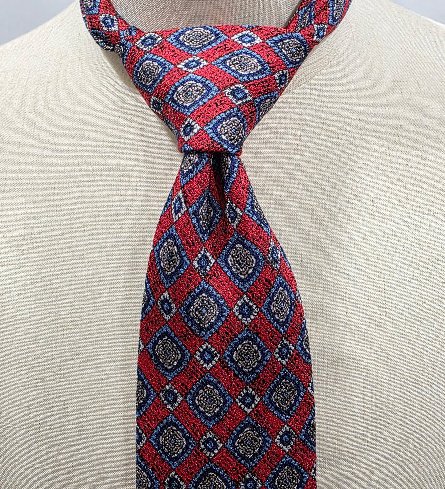 Hampstead by Geoff Nicholson Collection Red and Blue Diamond Silk Tie