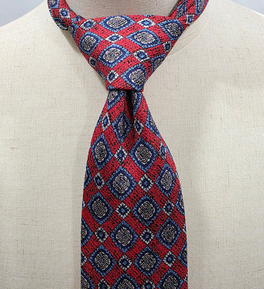 Hampstead by Geoff Nicholson Collection Red and Blue Diamond Silk Tie