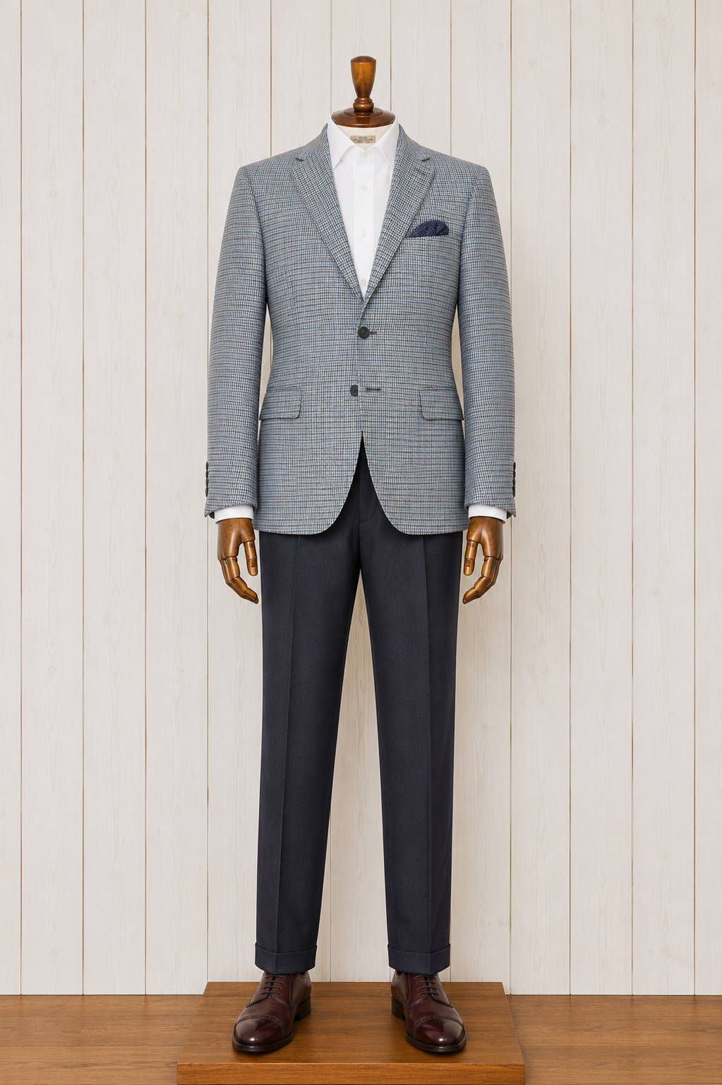 Albert and Walters Light Blue and Taupe Classic Fit Sport Coat