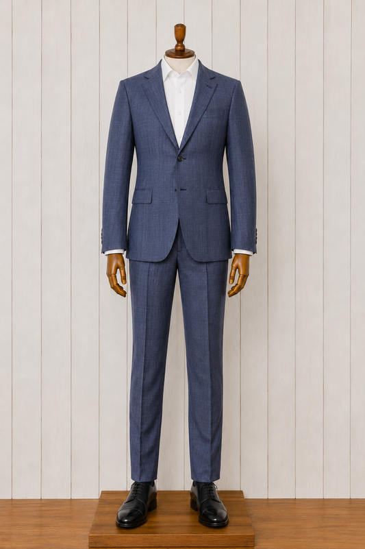 Canaletto Medium Blue Windowpane Suit Reda Fabric Italy Modern Fit