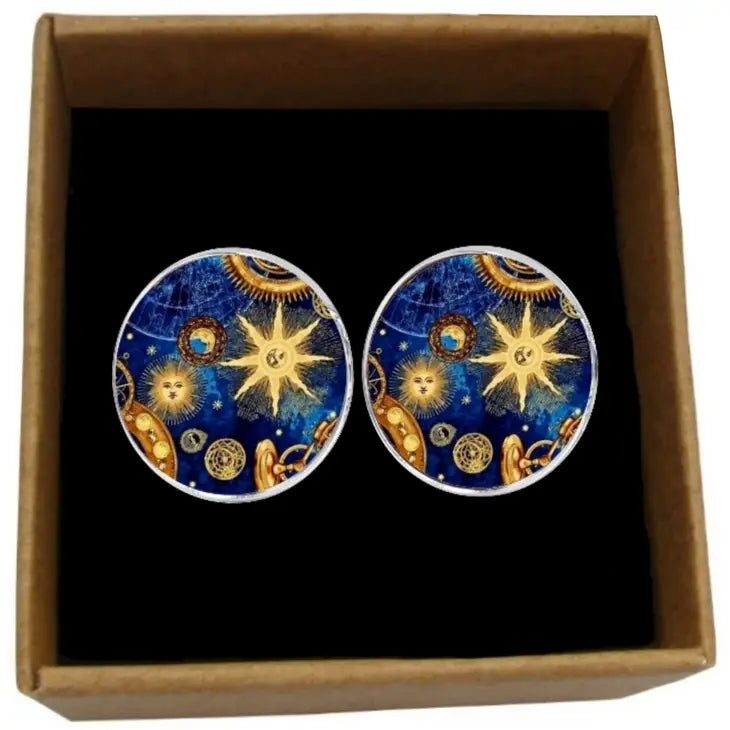 Bassin and Brown Star Flash Cufflinks - Blue and Beige
