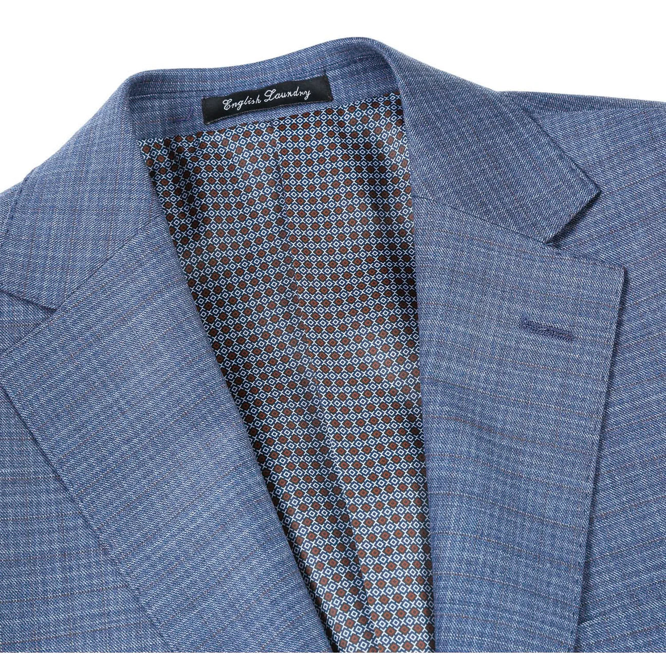 English Laundry Slim Fit Pale Blue Check Notch Lapel Suit