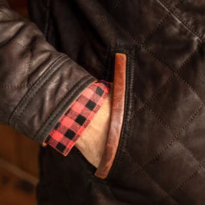 Madison Creek Hickory Quilted Waxed Goat Suede Leather Jacket