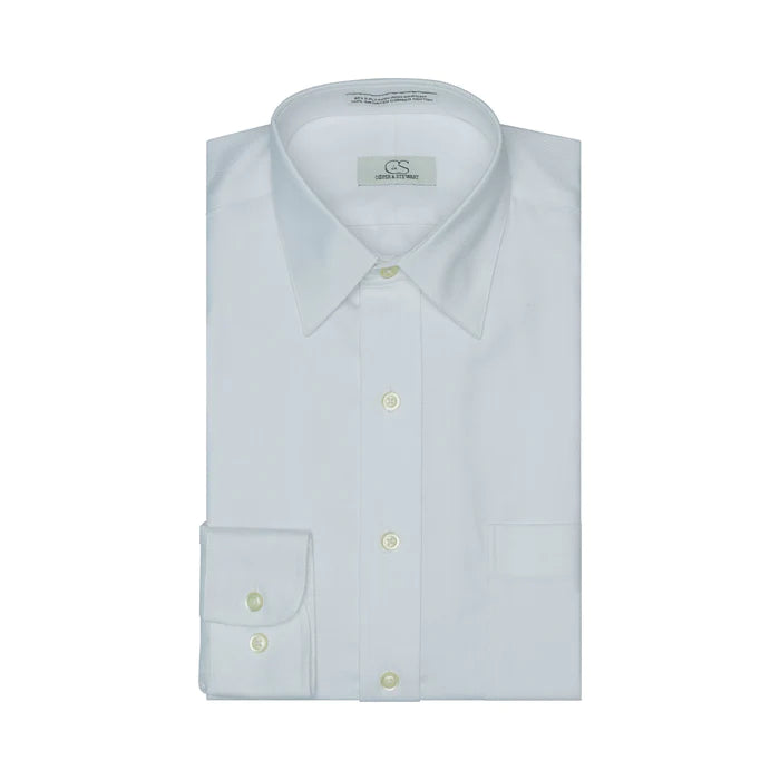 Cooper and Stewart 100% Cotton Non-iron Tailored Fit Herringbone Dress Shirt