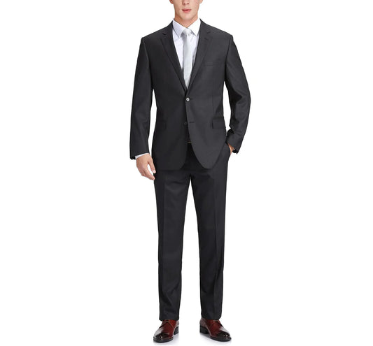 Renoir Charcoal Slim Fit Flat Front 100% Wool Suit Pant