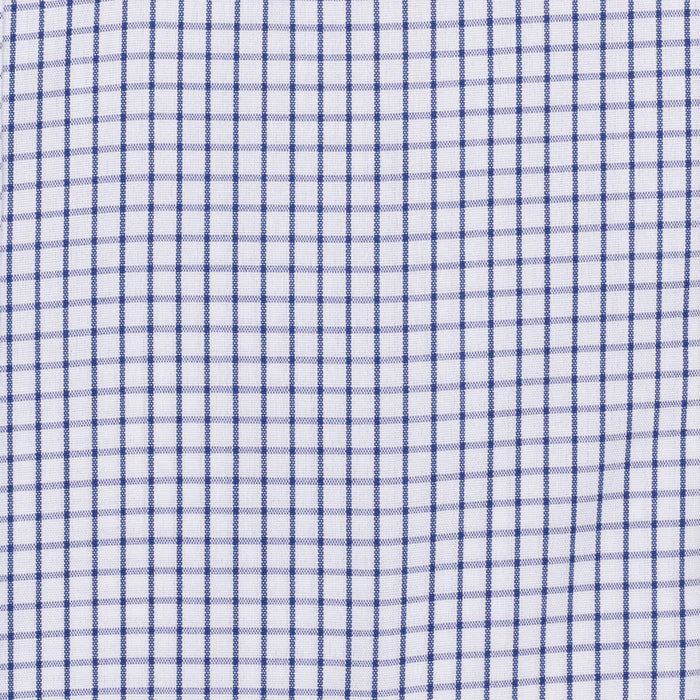 Cooper and Stewart Blue and White Grid Check Classic Fit Dress Shirt