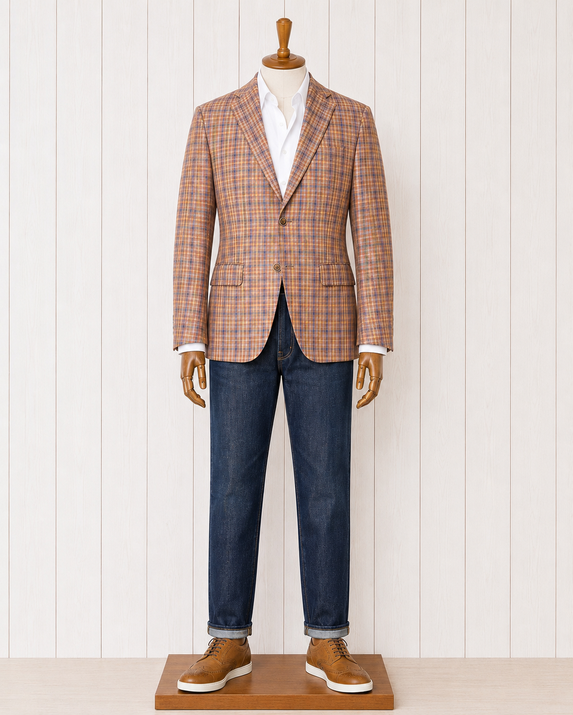 TG Signature Series Rust/Gold/Navy/Grey Sport Coat Fabric from Italy