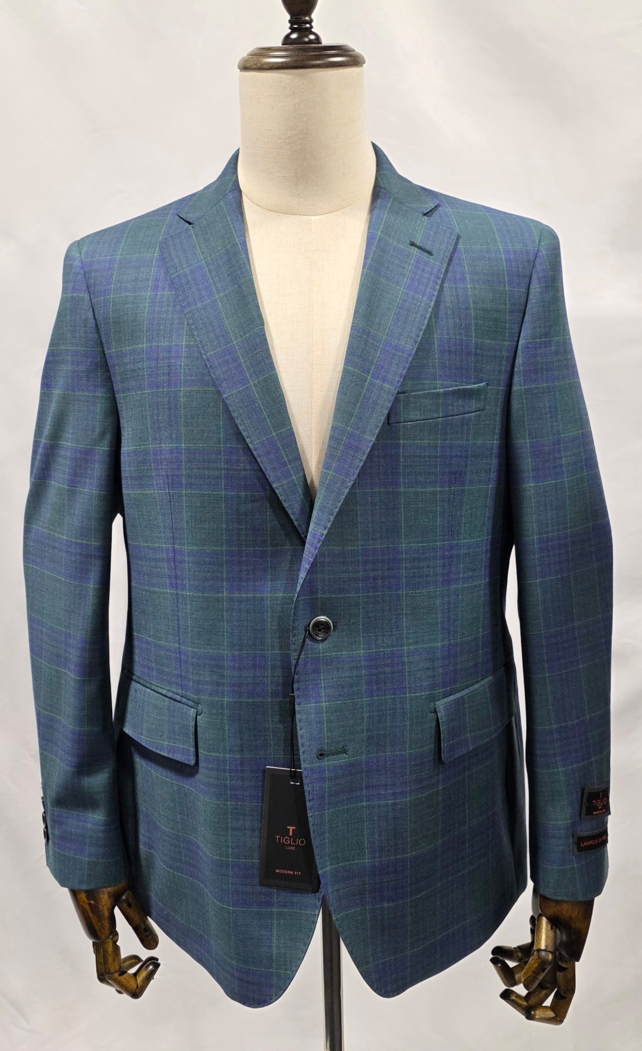 Tiglio Green and Blue Plaid Sport Coat