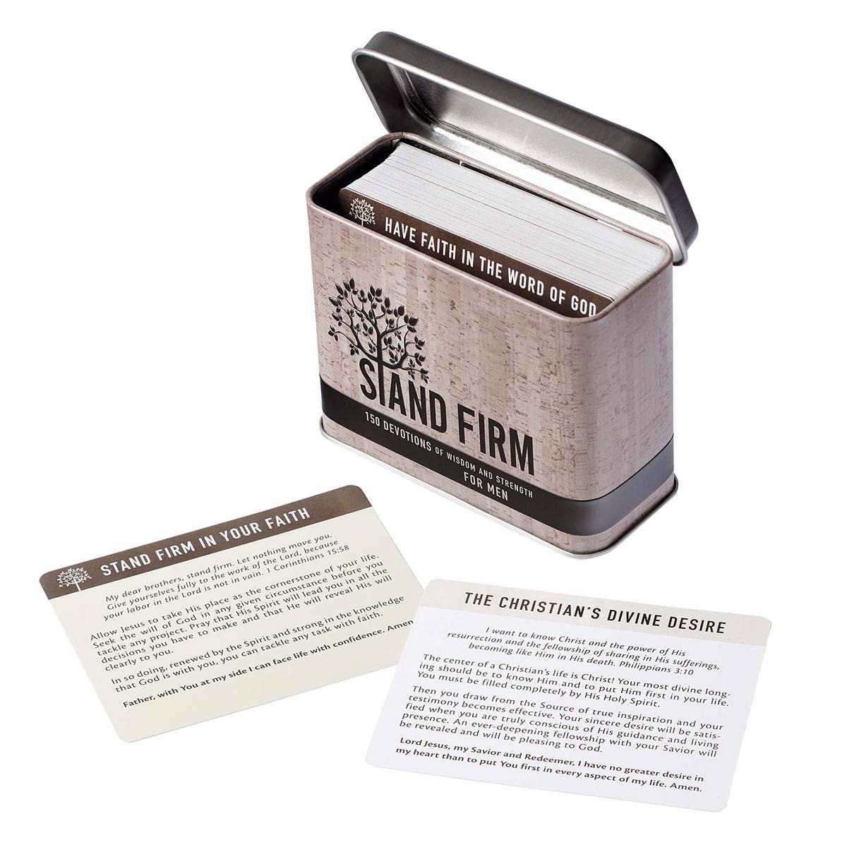Daily Devotional Cards for Men Stand Firm Tin