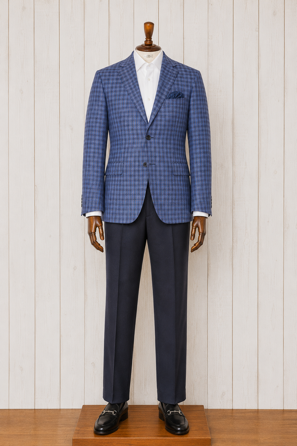 Albert and Walters Reda Italian Fabric Navy, Grey and Black Check Classic Fit Sport Coat
