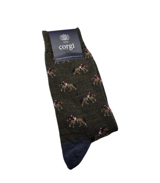 Corgi Premium Socks Moss/Denim Horse and Rider