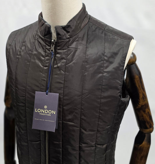 London Tradition Tweed Stewart Hunting Weathered Brown, Green, Yellow, Red and Blak Windowpane Reversible Wool Vest