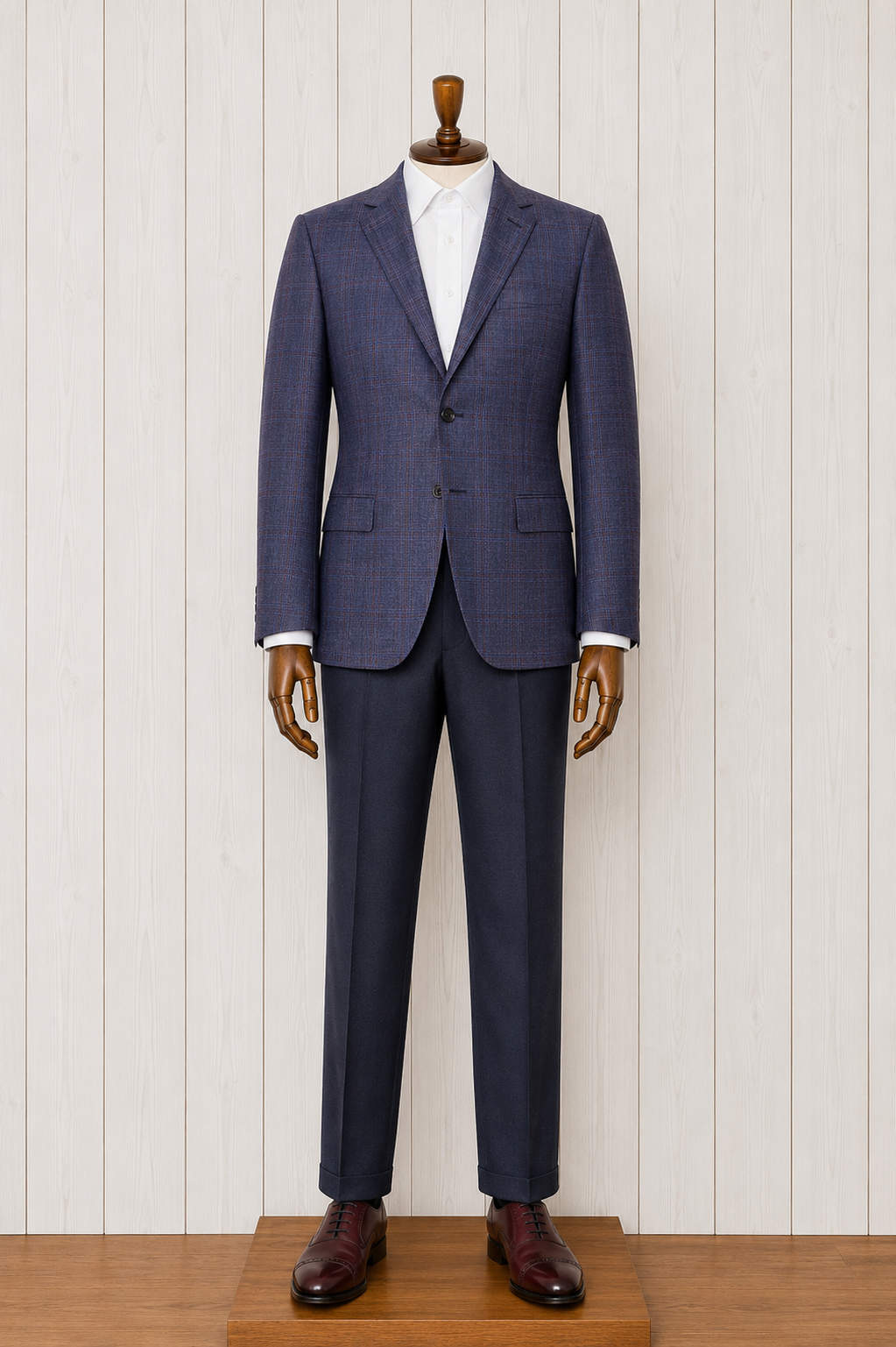 Alessandro Vittelo Navy, Burgundy and Blue Windowpane Slim Fit Sport Coat