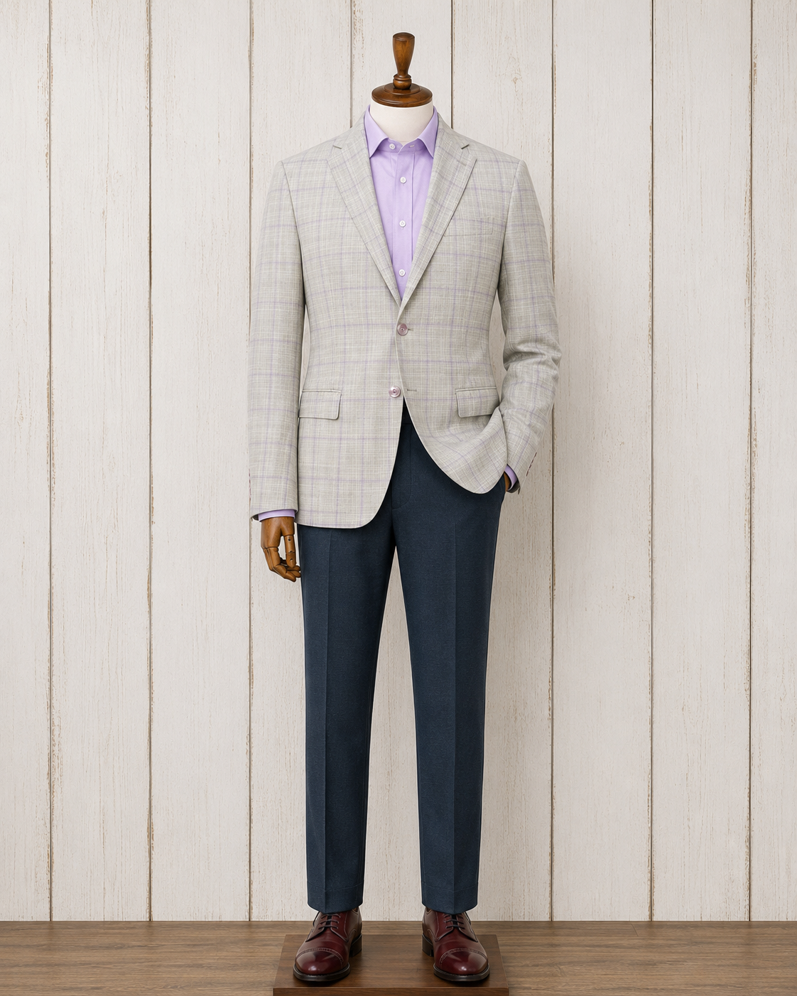 Tiglio Light Green and Purple Windowpane Modern Fit Sport Coat