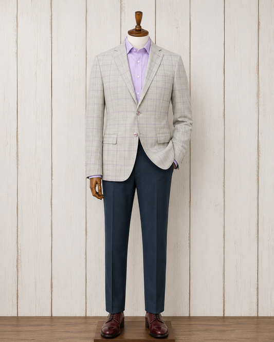 Tiglio Light Green with Purple Windowpane Notch Lapel Sport Coat Modern Fit on sale