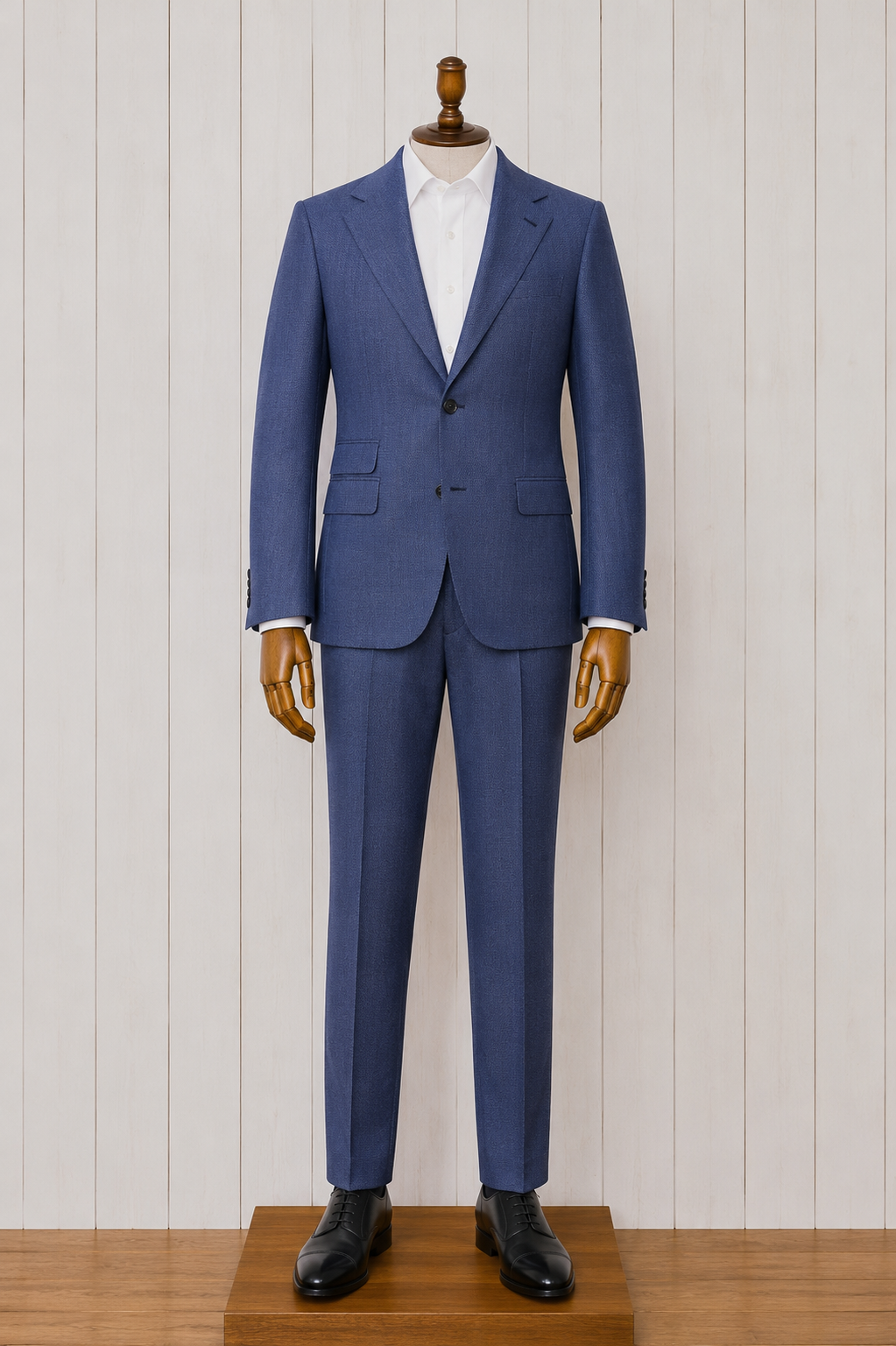 Renoir Blue Birdseye Classic Fit Notch Lapel Suit Suit