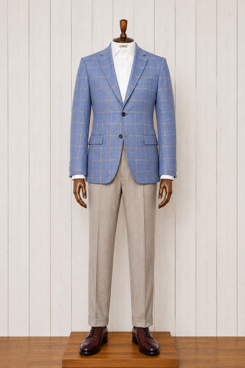 Alessandro Vittelo Blue and Tangerine Windowpane Classic Fit Sport Coat