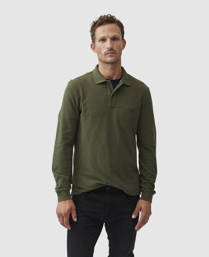 Rodd and Gunn Long Sleeve Sports Fit Gunn Polo Army