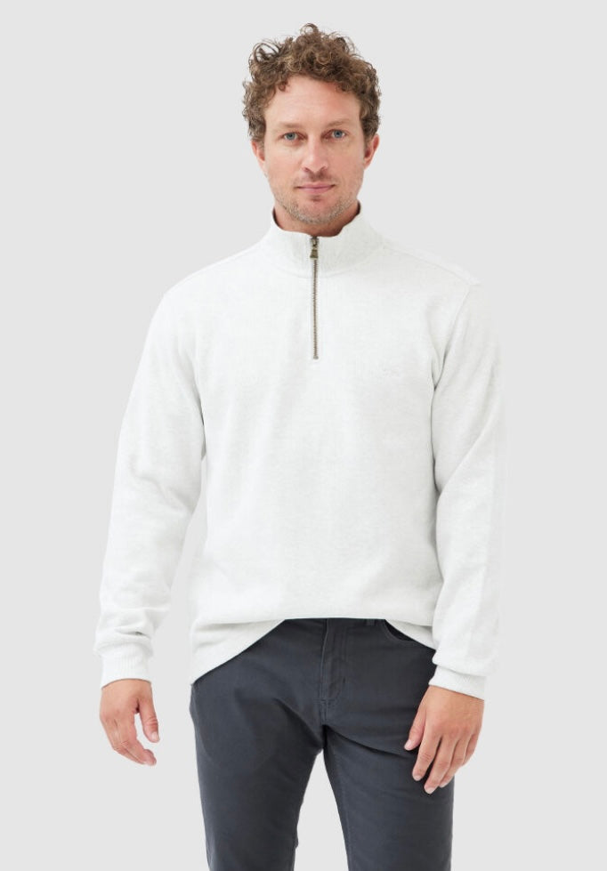 Rodd and Gunn Alton Ave 1/4 Zip Sweatshirt in Ice Grey Marle