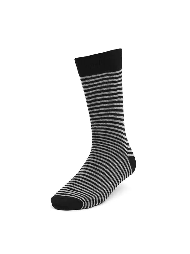 Parquet Assorted Pack 3 Pairs Men's Gray & Black Striped Dress Sock