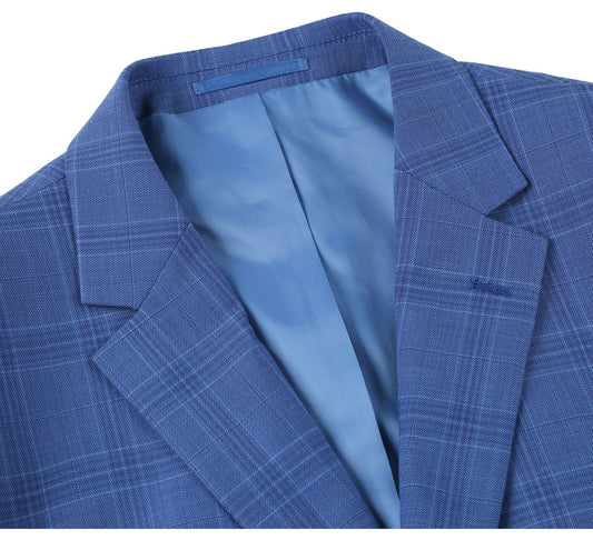 Renoir Light Blue Plaid Slim fit Suit