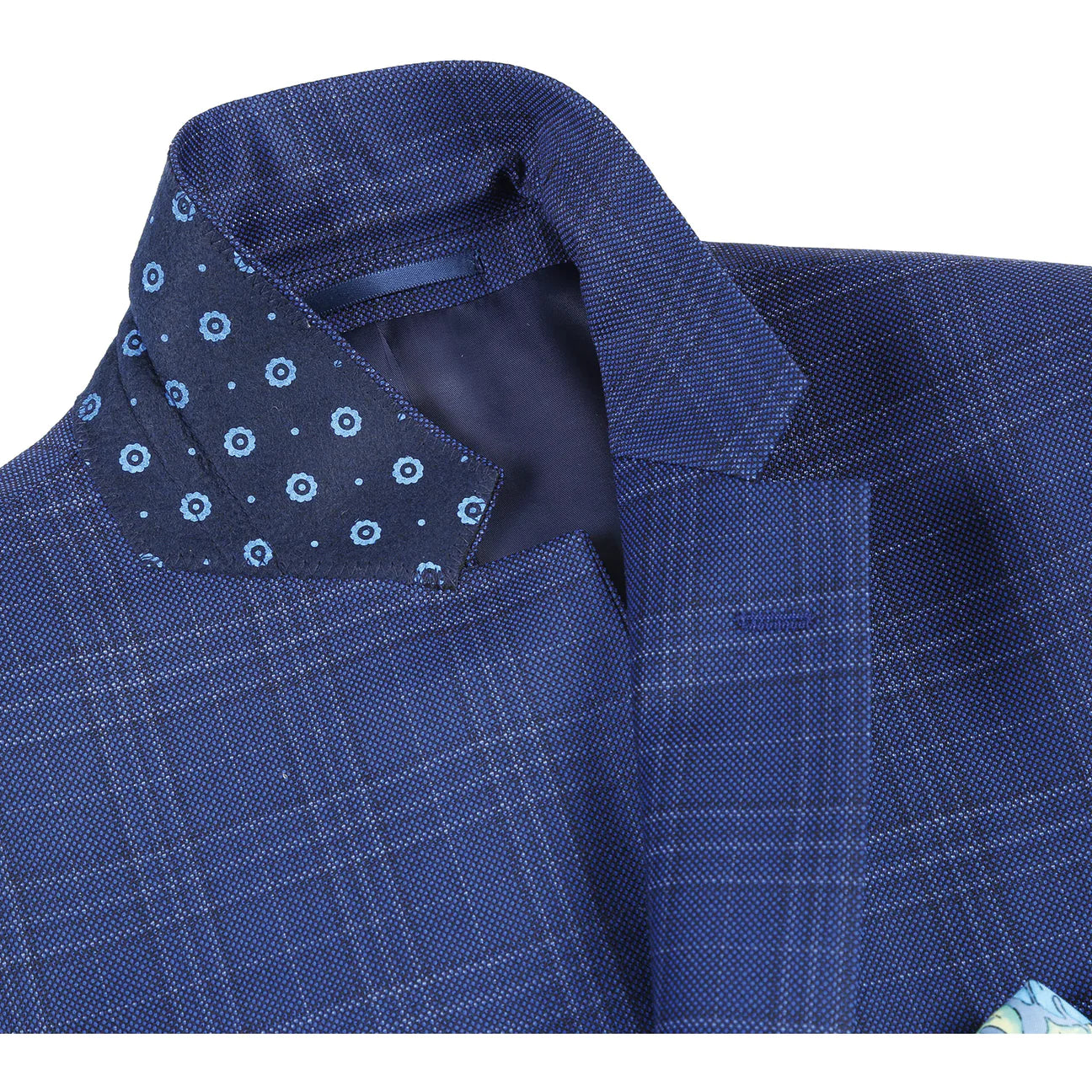 Renoir Blue/Black/Light Grey Plaid Slim Fit Sport Coat 563-7