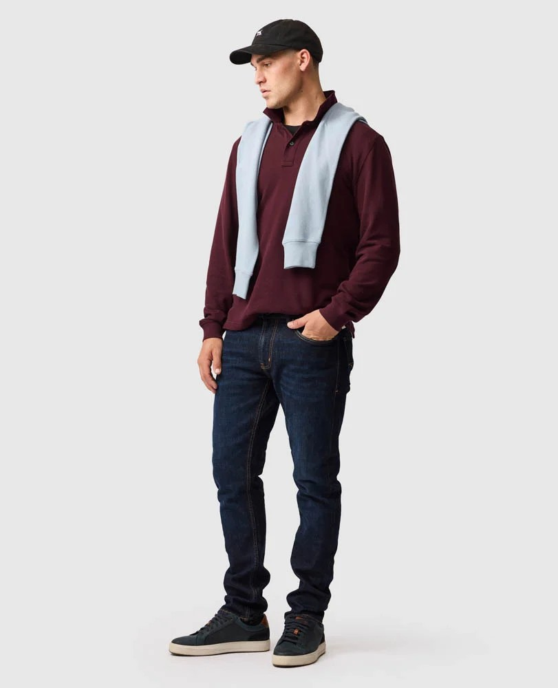 Rodd and Gunn Long Sleeve Sports Fit Gunn Polo Black Fig