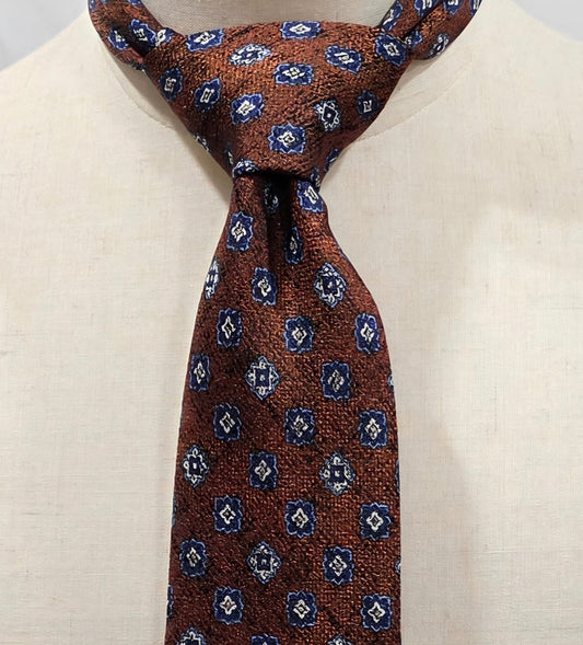 Hampstead by Geoff Nicholson Bronze and Blue Diamond Silk Tie