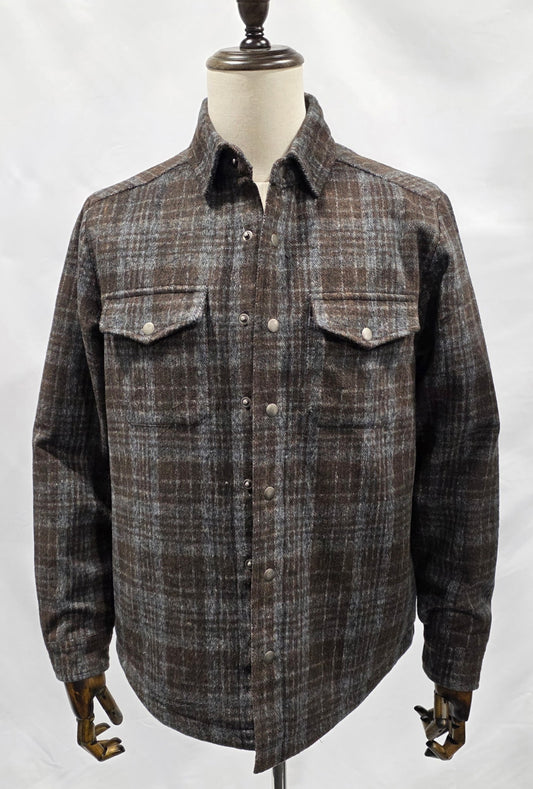 Nicoby Brown and Frost Blue Mink Fleece Lined Shirt Jacket