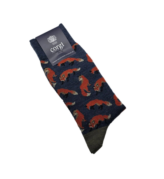 Corgi Premium Blue with Orange Fox Socks