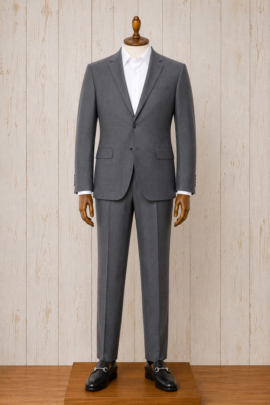 Mantoni Medium Grey 100% Wool Portly Suit