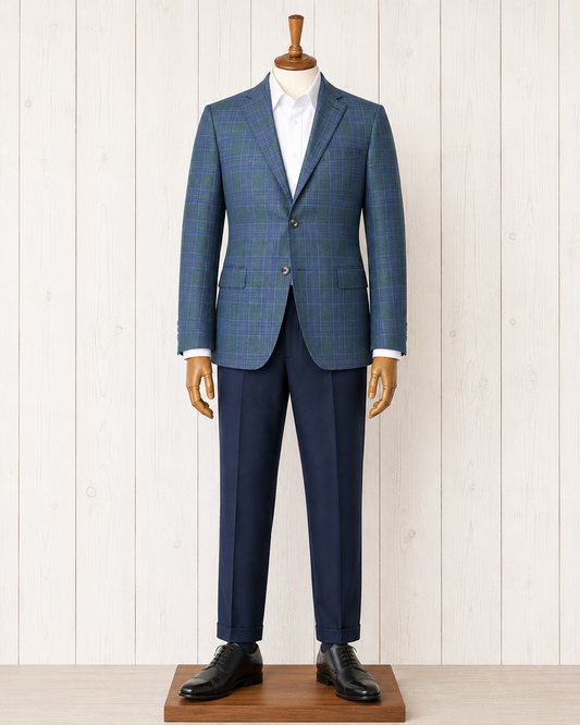 Tiglio Green and Blue Plaid Sport Coat