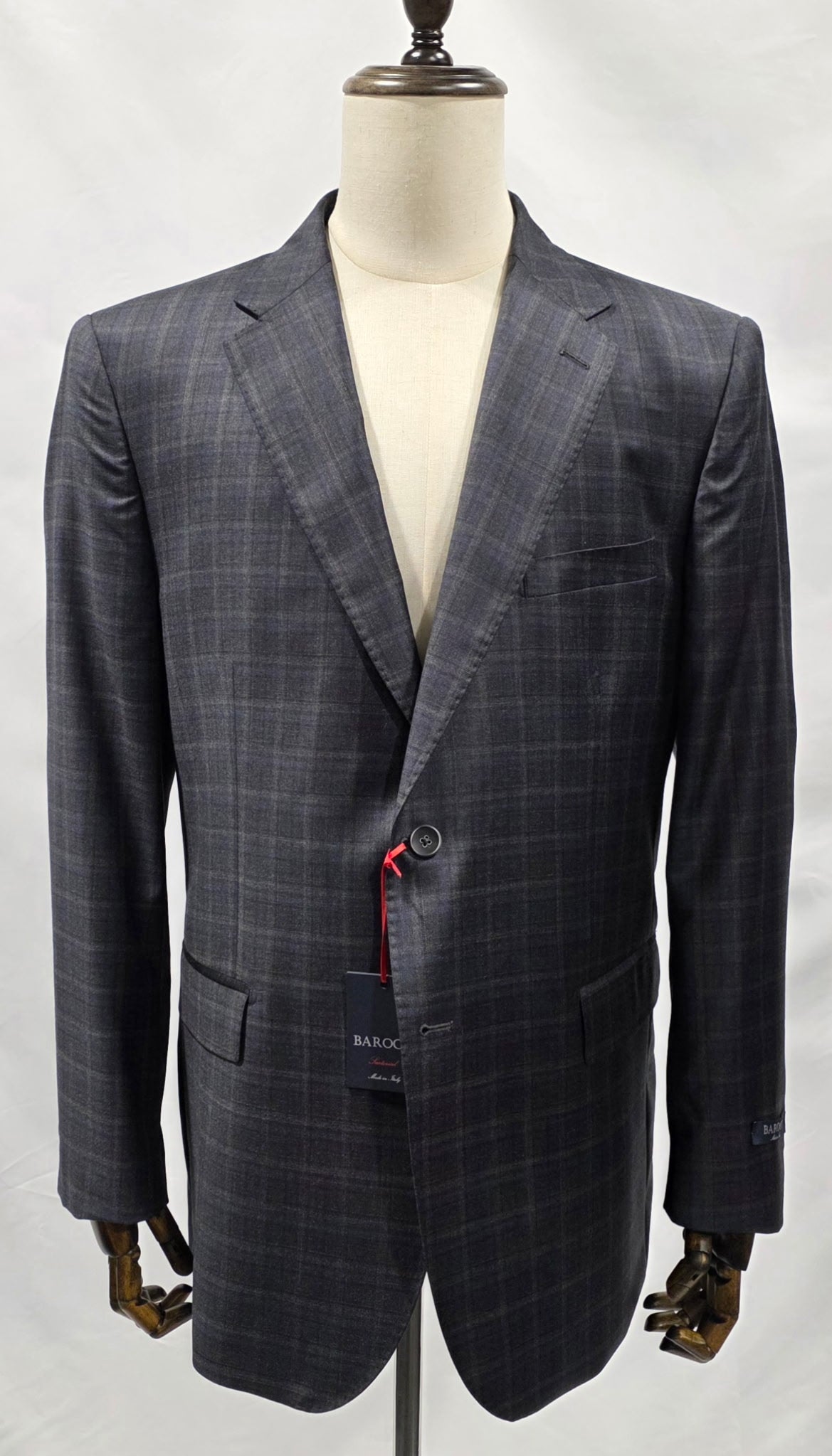 Barocci Charcoal Grey and Purple Plaid Modern Fit Sport Coat