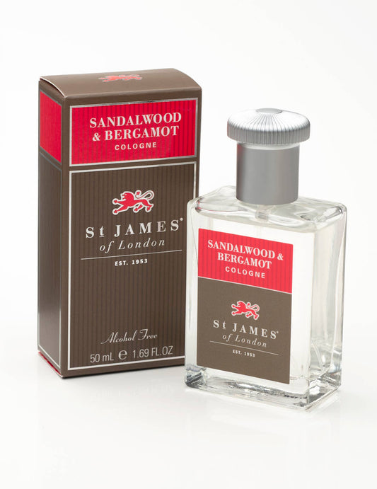 St. James of London Sandalwood and Bergamot Cologne 50ml (alcohol-free)