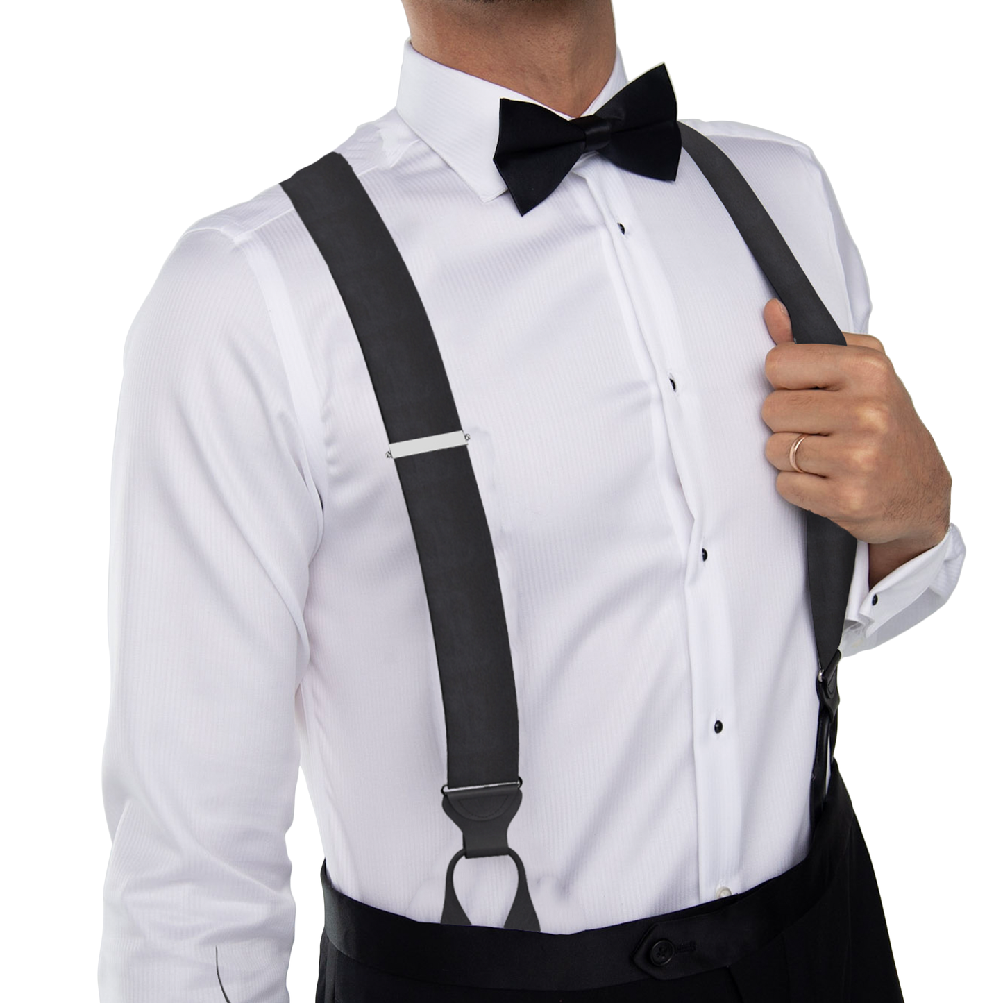 Big & Tall Black Silk Suspenders