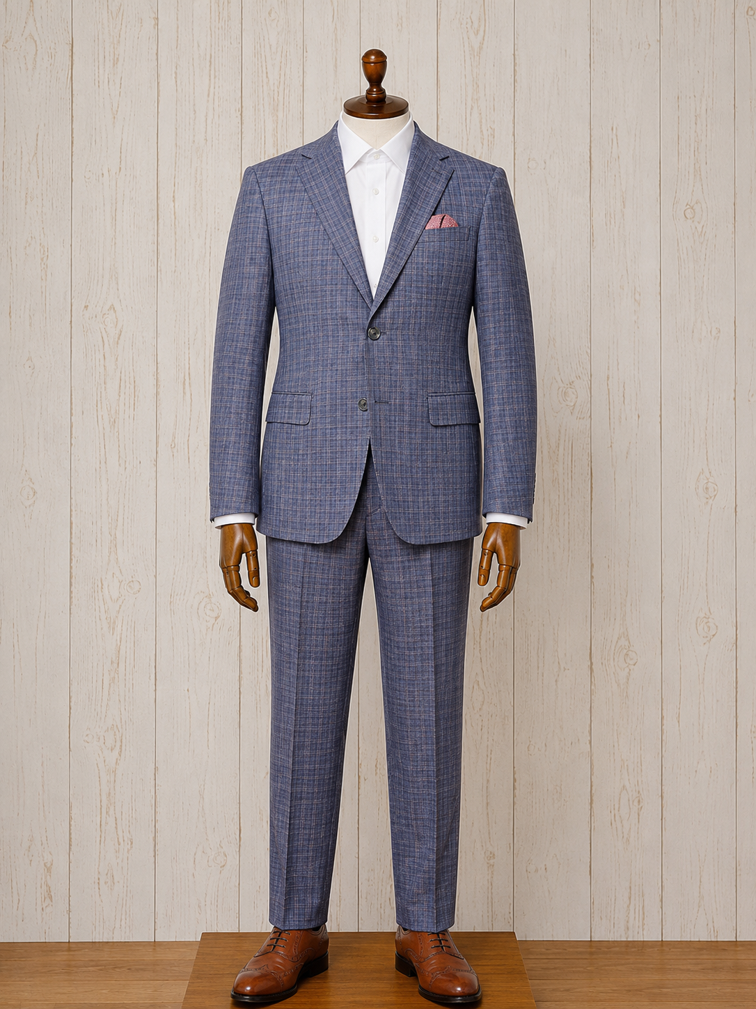 Giles and Jasper Blue and Pink Check Modern Fit Suit