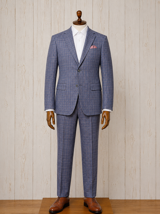 Giles and Jasper Blue and Pink Check Modern Fit Suit