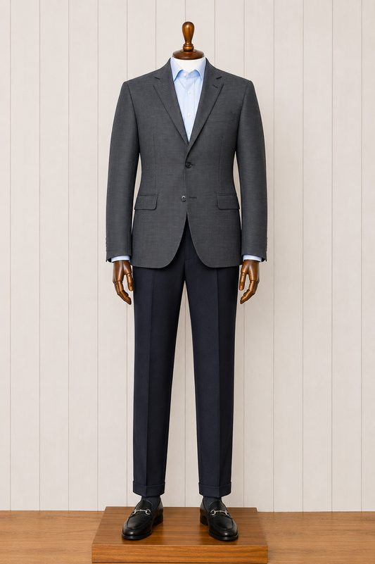 Blue Check Notch Lapel Sport Coat in a Portly Fit