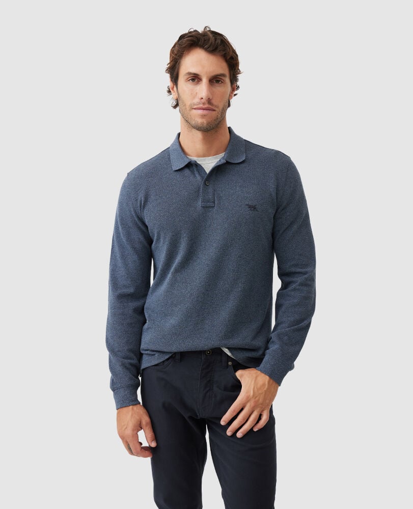 Rodd and Gunn Long Sleeve Sports Fit Gunn Polo Marine