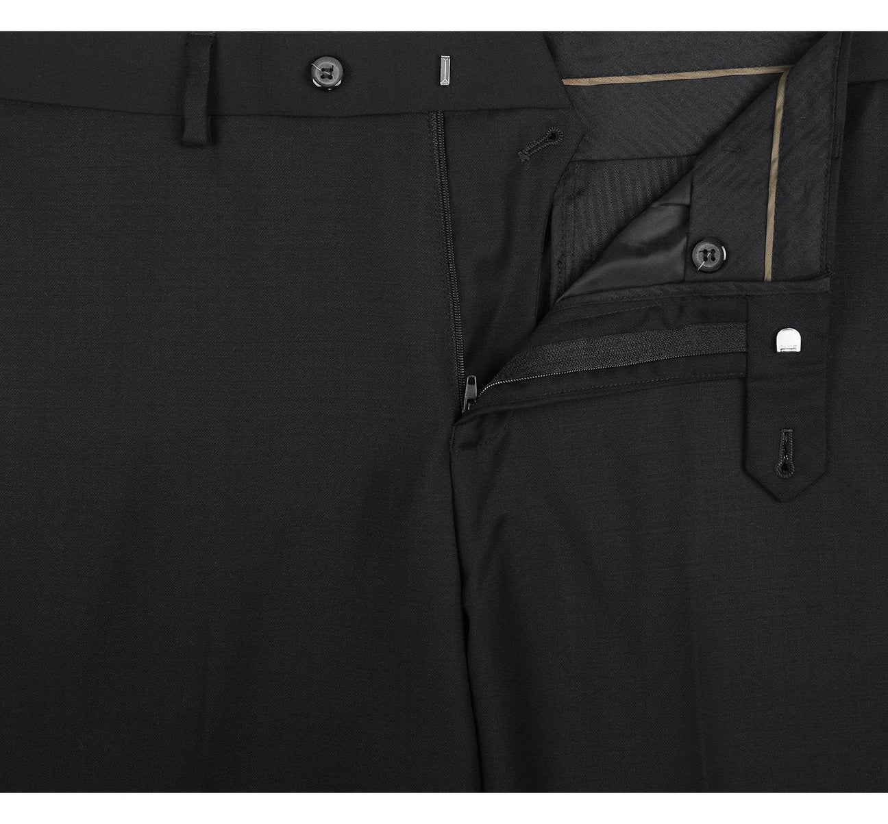 Renoir Black Slim Fit 100% Virgin Wool Suit Slacks 508-1