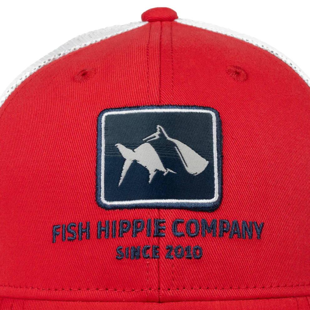FISH HIPPIE TRUCKER HAT RED