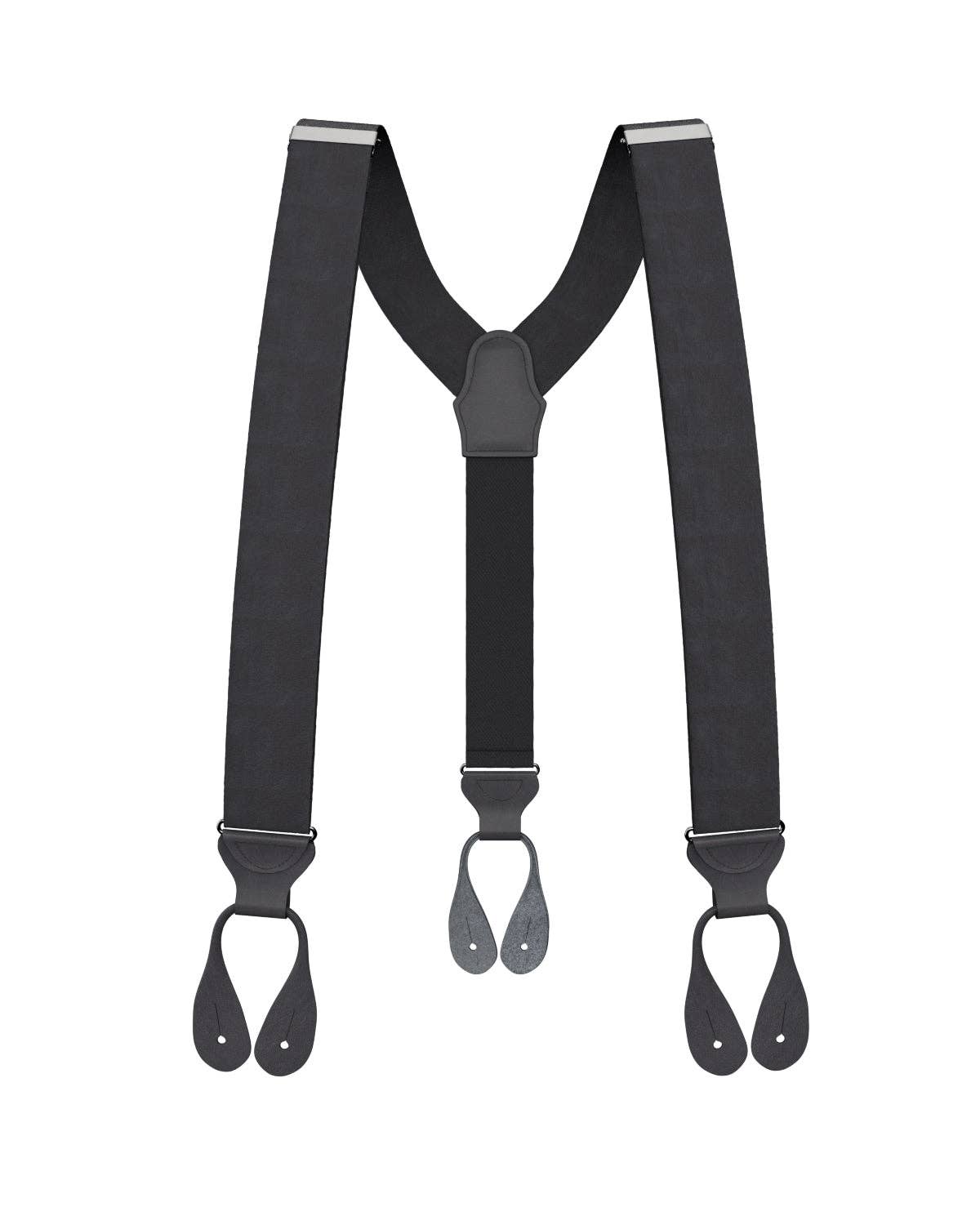Black 100% Silk Suspenders