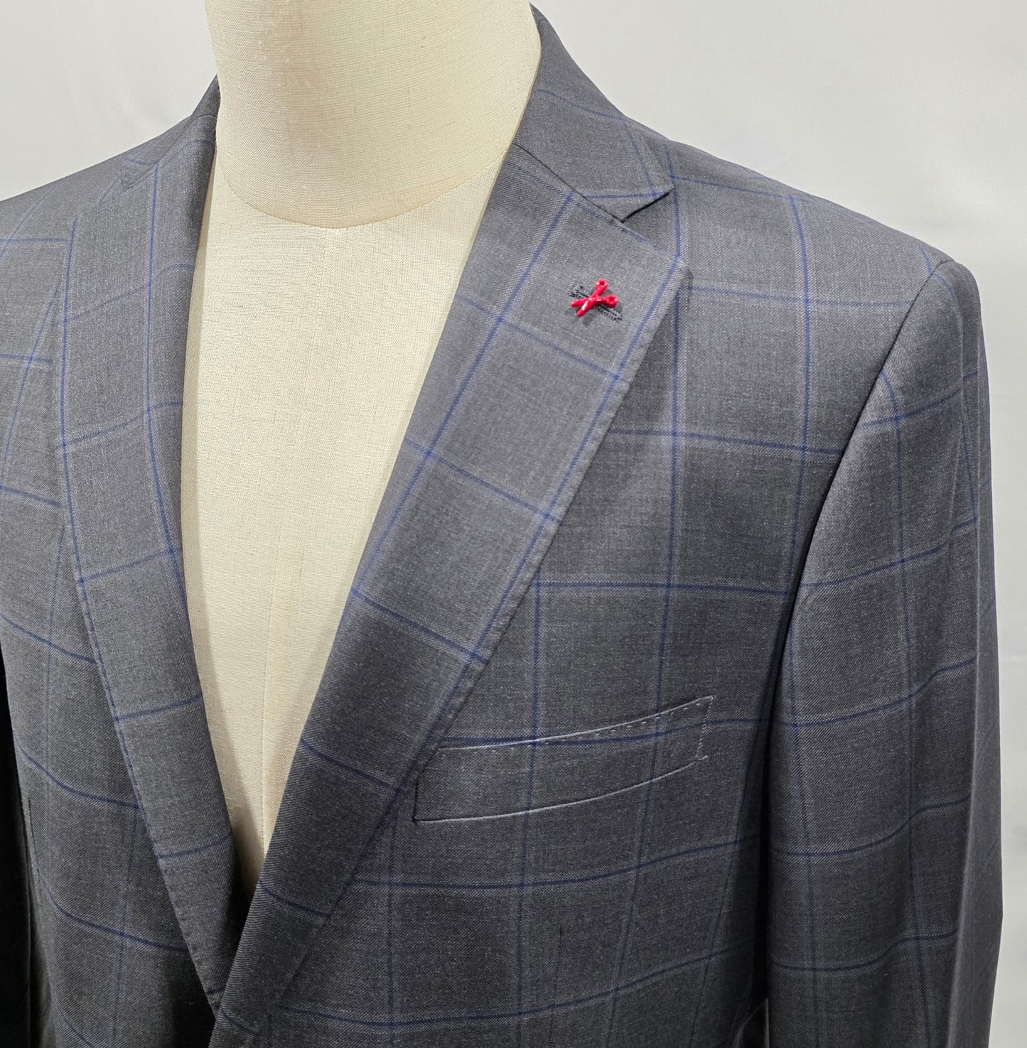 English Laundry Grey and Brown Plaid Slim Fit Suit