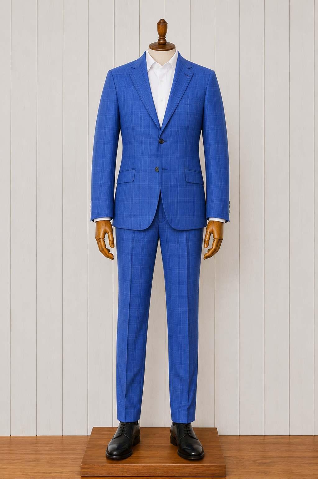 Renoir Light Blue Plaid Slim fit Suit