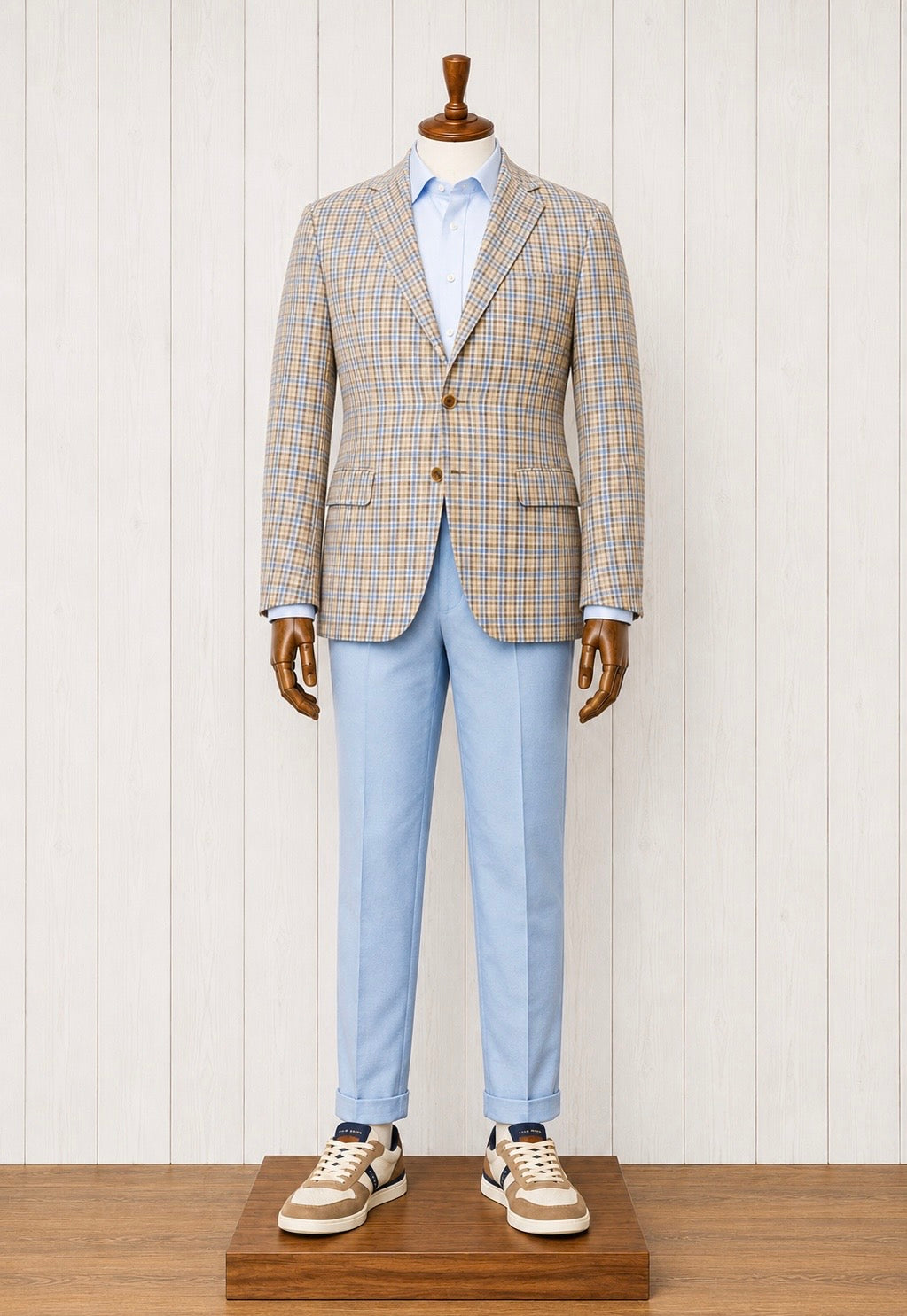 TG Signature Series Modern Fit Beige/Blue/Brown Sport Coat