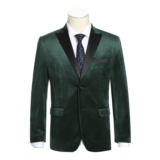 290-9 Men's Slim Fit Stretch Green Tuxedo Blazer