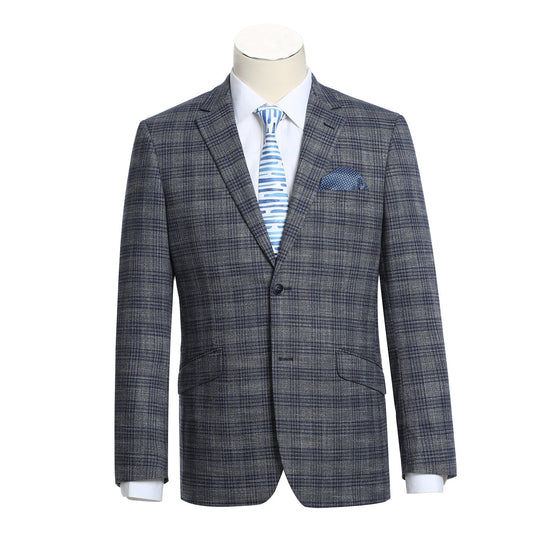 Renoir 294-13 Men's Slim Fit Stretch Checked Blazer