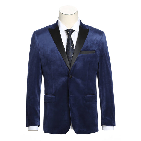 290-7 Men's Slim Fit Stretch Blue Tuxedo Blazer