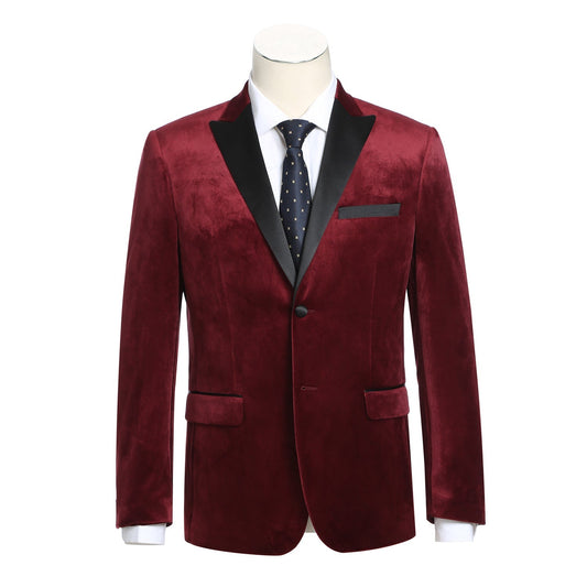 290-8 Men's Slim Fit Stretch Red Tuxedo Blazer