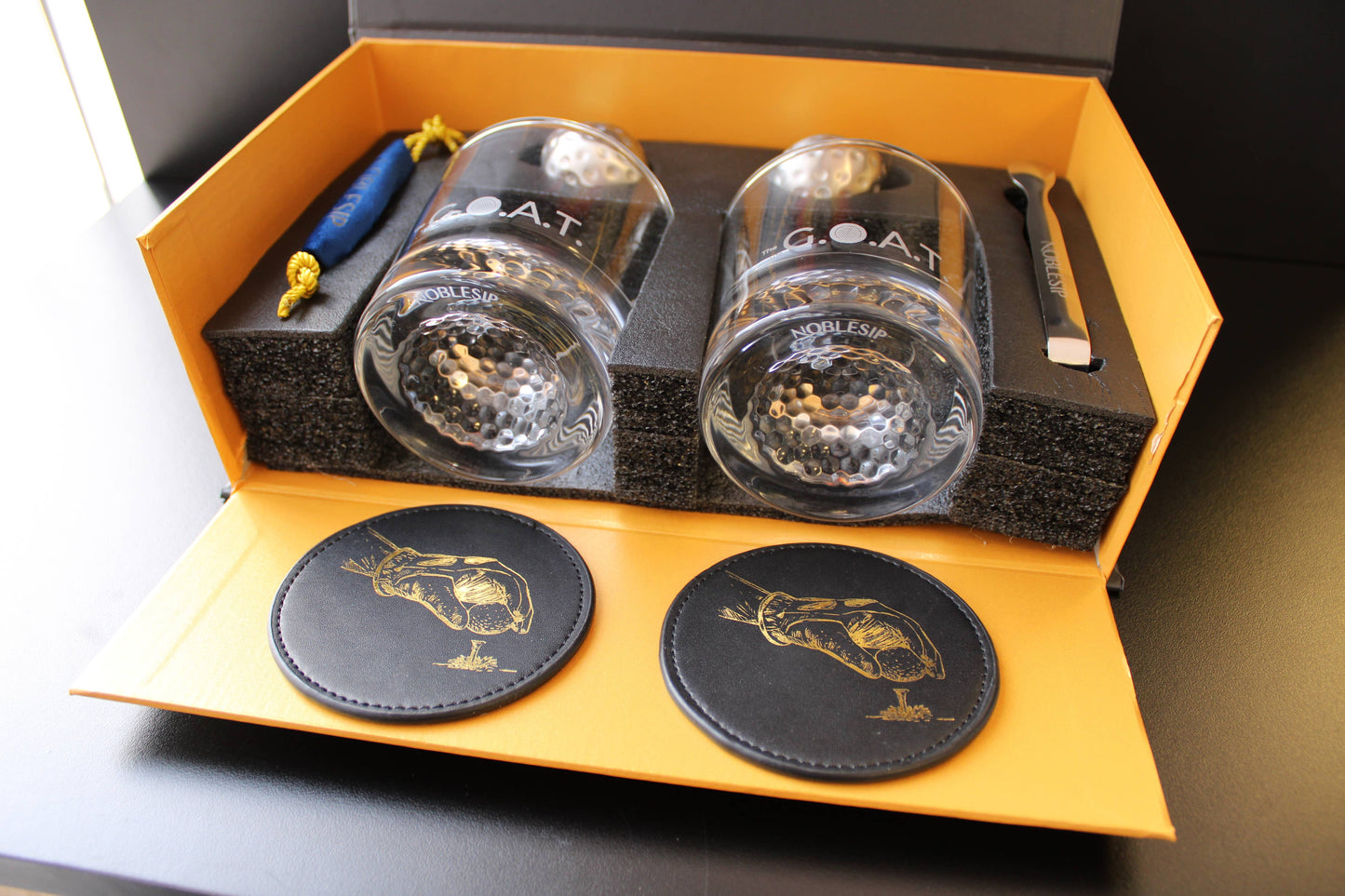 NOBLESIP Whiskey Glasses Golf Gift Box Set